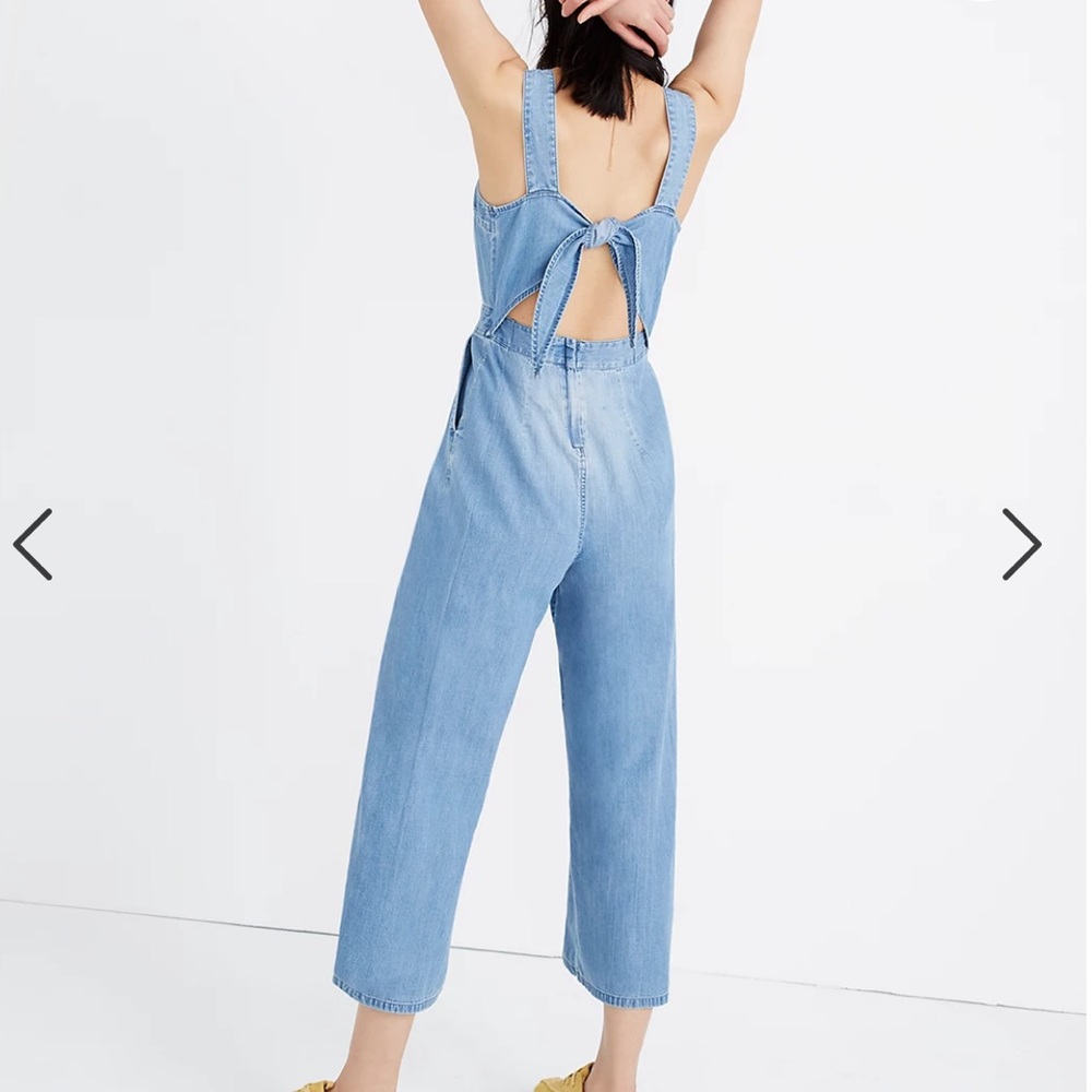 Denim tie back jumpsuit